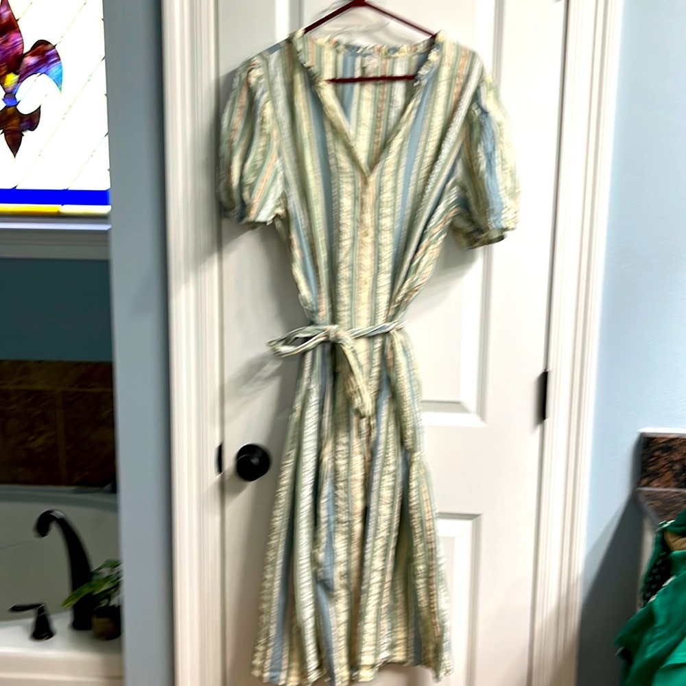 Seersucker belted dress